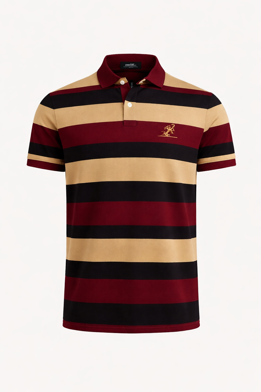 STERLING CROFT Signature Stripe Polo – Maroon Khaki Edition