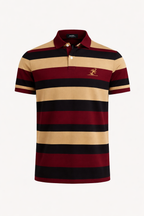 STERLING CROFT Signature Stripe Polo – Maroon Khaki Edition