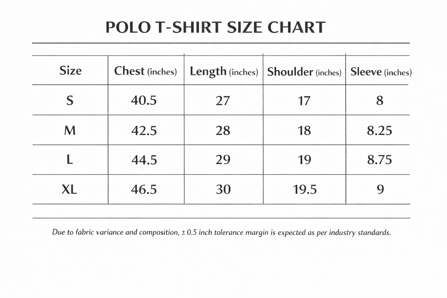 Size chart